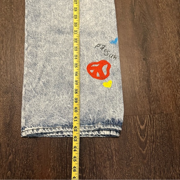 PacSun Womens Baggy Blue Jeans Painted Wide Leg Medium Wash Size 26 - Picture 14 of 16